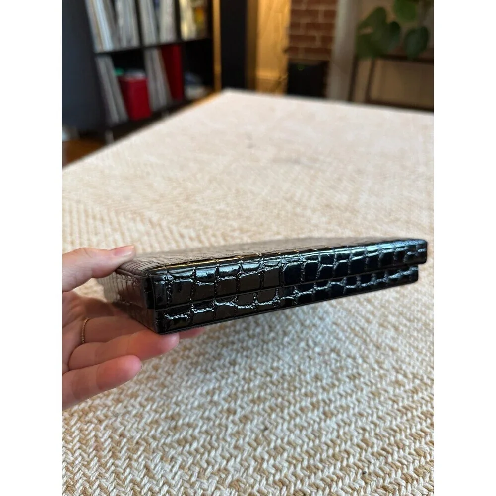 Black Faux Croc Embossed Jewelry or Trinket Box